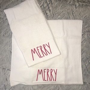 Rae Dunn “MERRY” Christmas Holiday Hand Towels